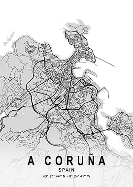 A Coruña Light City Map