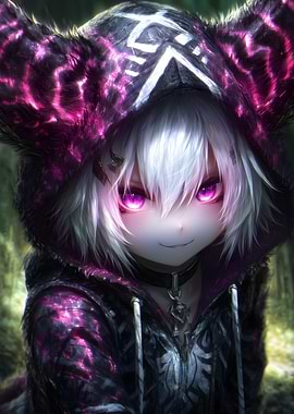 Anime Girl with Furry Hood