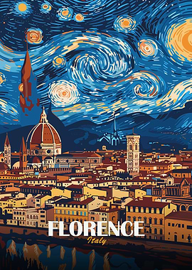 Florence Italy Starry Night Art
