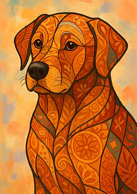 Abstract Style Illustration of a Red Labrador Retriever