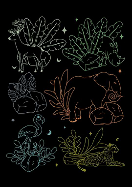 Jungle Art Kids Jungle Animals Elephant Tiger Cheetah