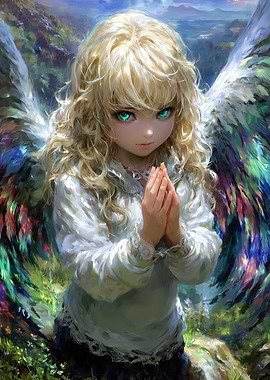 Angelic Girl with Wings in Nature