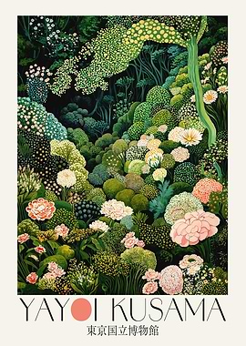 Maximalist Decor Yayoi Kusama Print Flower Market Print dopamine decor Floral Print Botanical printable Wall Art green Japanese Art