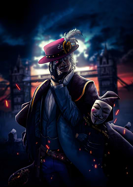 Jack the Ripper - Steampunk Gentleman with V for Vendetta Mask