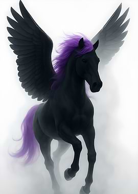 Black Pegasus with Purple Mane