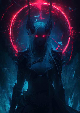 Dark Elf with Horns and Red Eyes