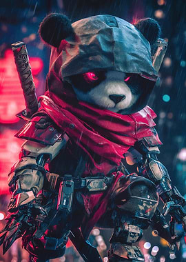 Cyberpunk Panda Warrior