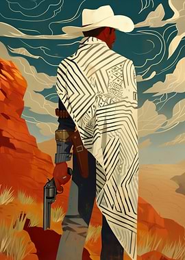 Cowboy with Gun in Desert Landscape