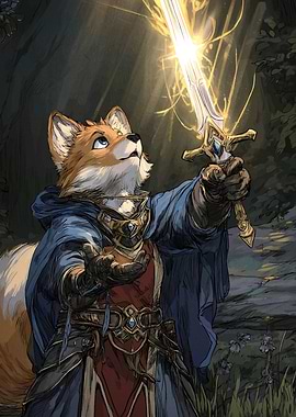 Fox Warrior with Glowing Sword