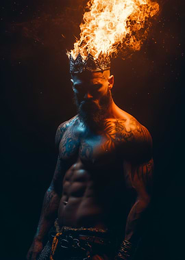 Viking with Crown and Fire