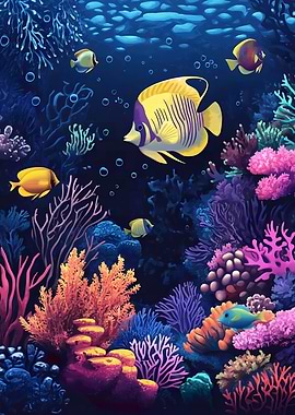 Colorful Coral Reef with Tropical Fish