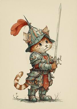 Cat Knight with Sword