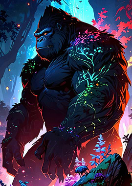 Gorilla Colorful Forest