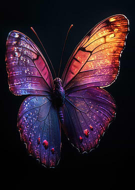 Colorful Butterfly on Black Background