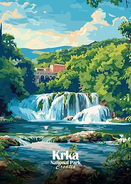 Krka National Park Croatia Illustration
