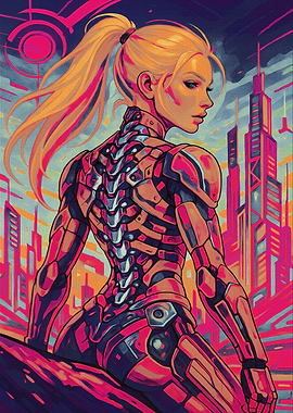 Cyberpunk Girl in Futuristic Cityscape