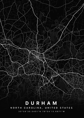 Durham North Carolina USA Map