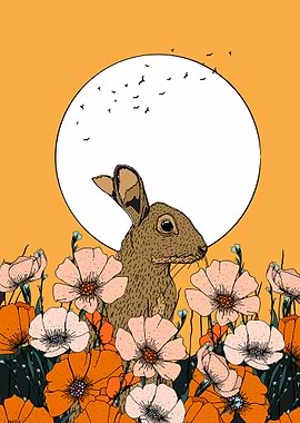 Rabbit in a field of flowers