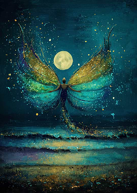 Moonlit Angel by the Sea