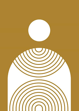 Abstract Geometric Art in Gold and White