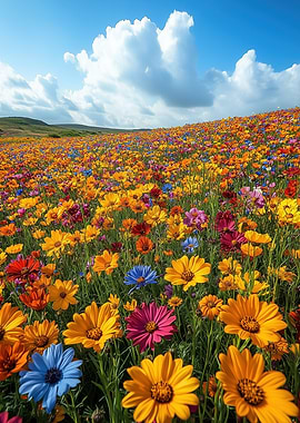 Vibrant Field of Colorful Flowers