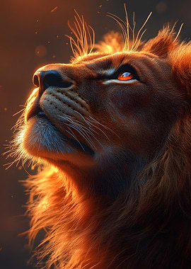 Lion Portrait with Fiery Gaze