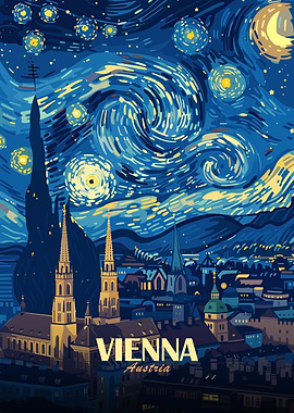 Vienna Austria Starry Night Art