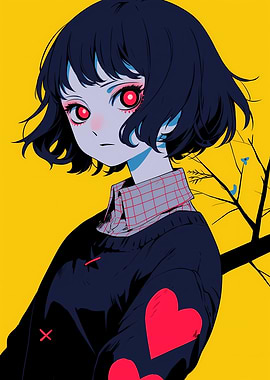 Anime Girl with Red Eyes