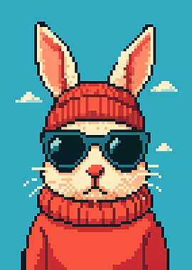 Cool Pixel Art Rabbit Sunglasses