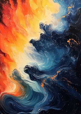Abstract Fire and Ice Painting