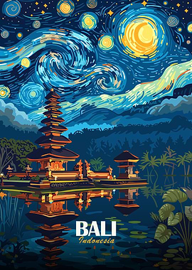 Bali Indonesia Starry Night Landscape