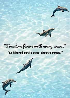 Dolphins in Blue Water with Quote