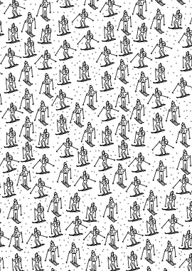 Skiers Pattern Black and White