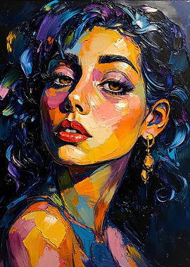 Colorful Portrait Painting of a Woman