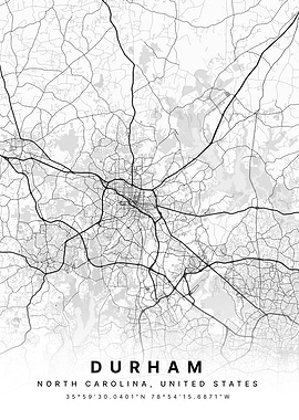 Durham North Carolina USA Map