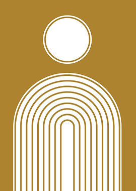 Minimalist Geometric Art in Gold and White