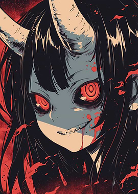 Anime Demon Girl with Horns
