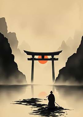 Samurai at Torii Gate