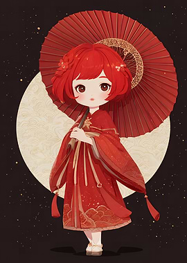 Red Haired Girl with Parasol