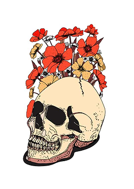 Skull with Flowers Illustration
