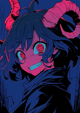 Anime Demon Girl with Horns