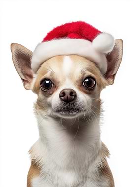 Chihuahua dog with Santa Hat Portrait