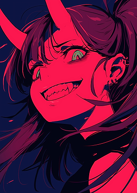 Red Oni Girl Digital Art