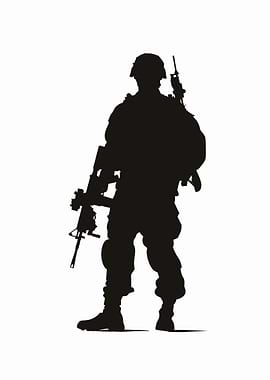 Silhouette of a Soldier with Rifle