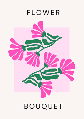 Pink Flower Bouquet Minimalist Art