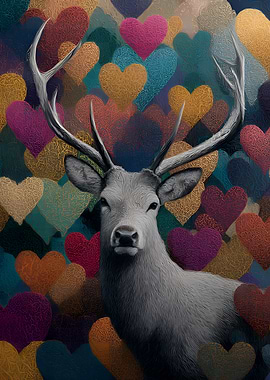 Deer with Heart Background