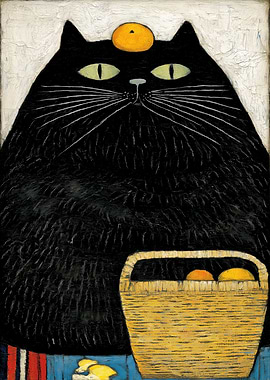Black Cat with Orange