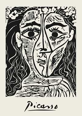 Picasso Portrait Black and White Art