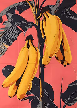 Banana Tree with Pink Background