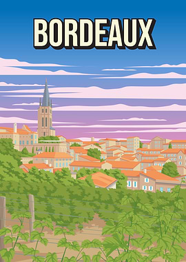 Bordeaux France Vintage Travel Poster Place de la Bourse Water Mirror